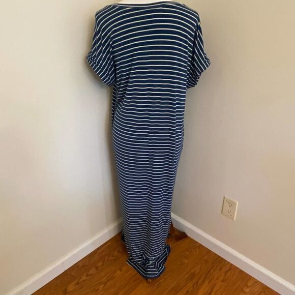 Matilda Jane Set Sail Striped Maxi Dress Teal Blue Stripes Small - Picture 3 of 7